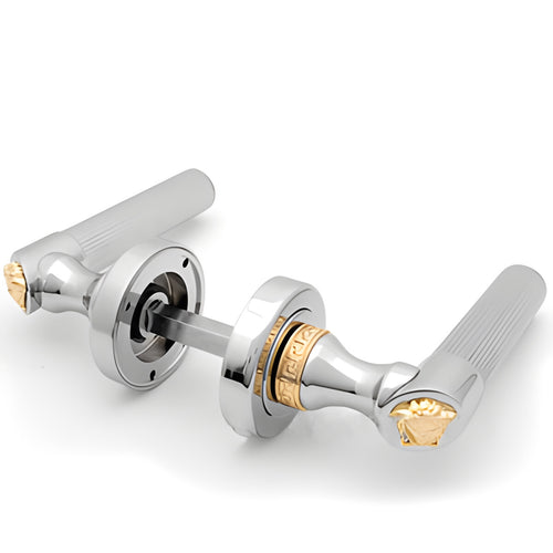 Versace Classic Door Handles in Chrome Gold Finish Signature Medusa Details