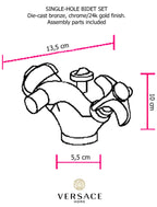 Versace Classic Single Hole Washbasin or Bidet Faucet Chrome Gold Medusa