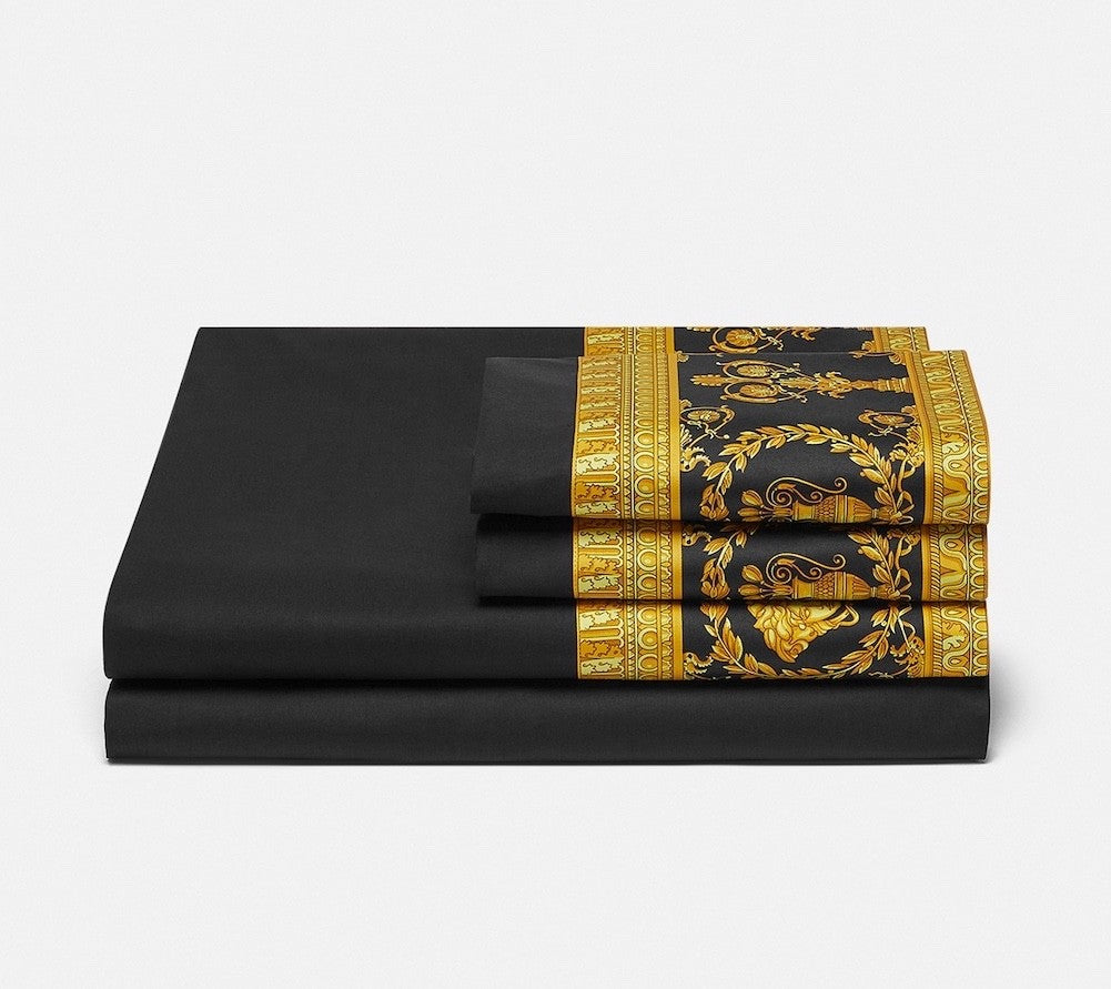 Versace I ♡ Baroque Bedsheet Set King Size Black Gold Medusa
