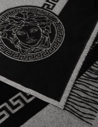 Versace Throw Blanket Plaid Greek Key and Medusa Cashmere and Silk Retail $2375