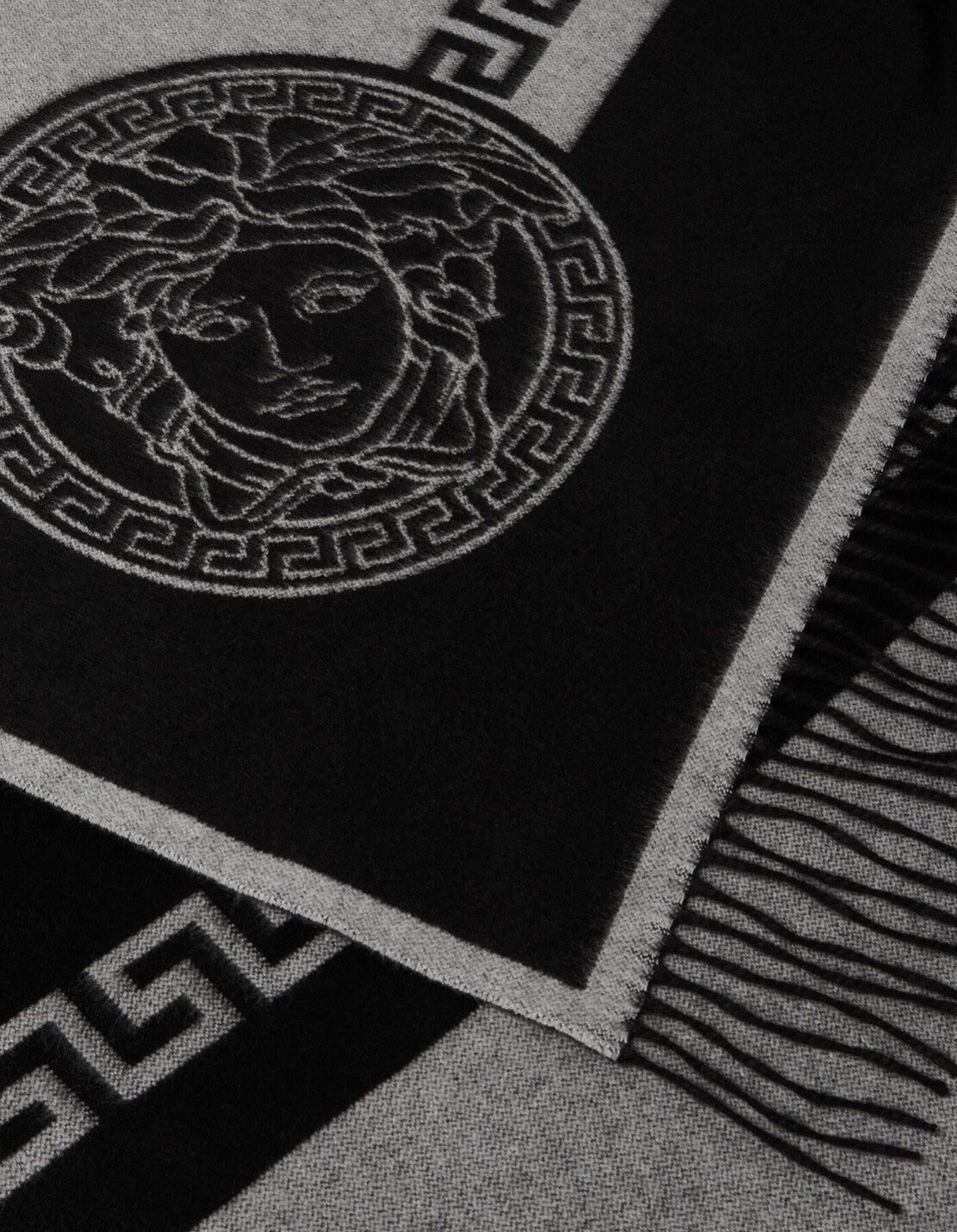 Versace Throw Blanket Plaid Greek Key and Medusa Cashmere and Silk Retail $2375