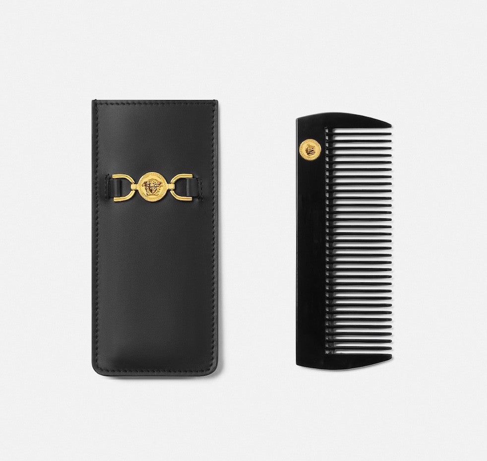 Versace Medusa 95 Hair Comb with Black Leather Case