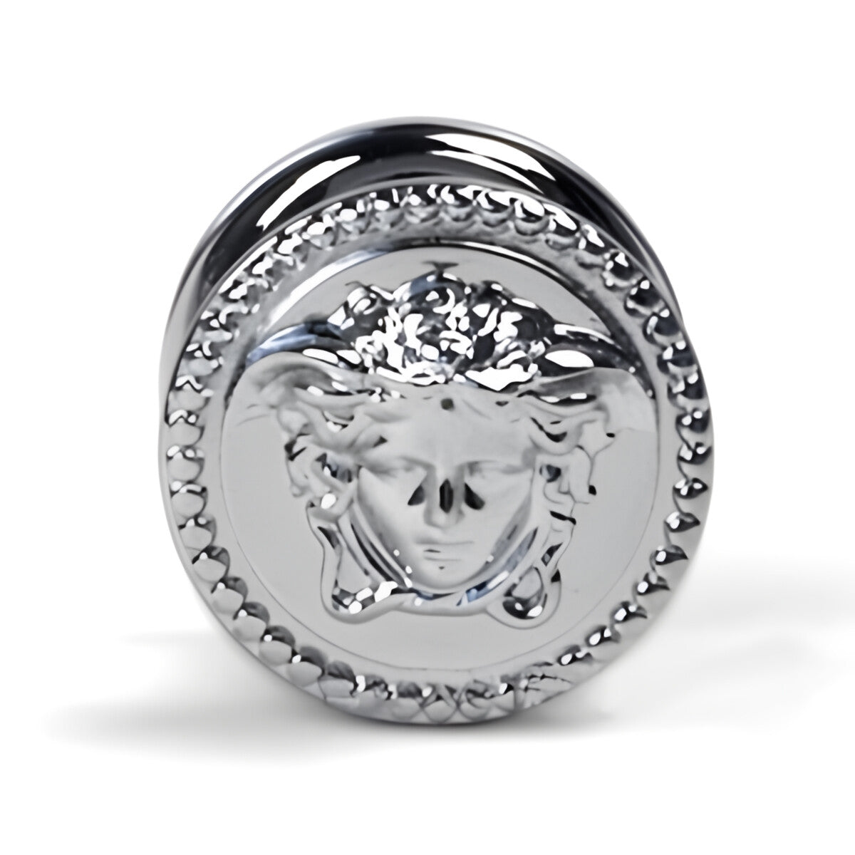 Versace Classic Cabinet Knobs in Chrome Signature Medusa Details