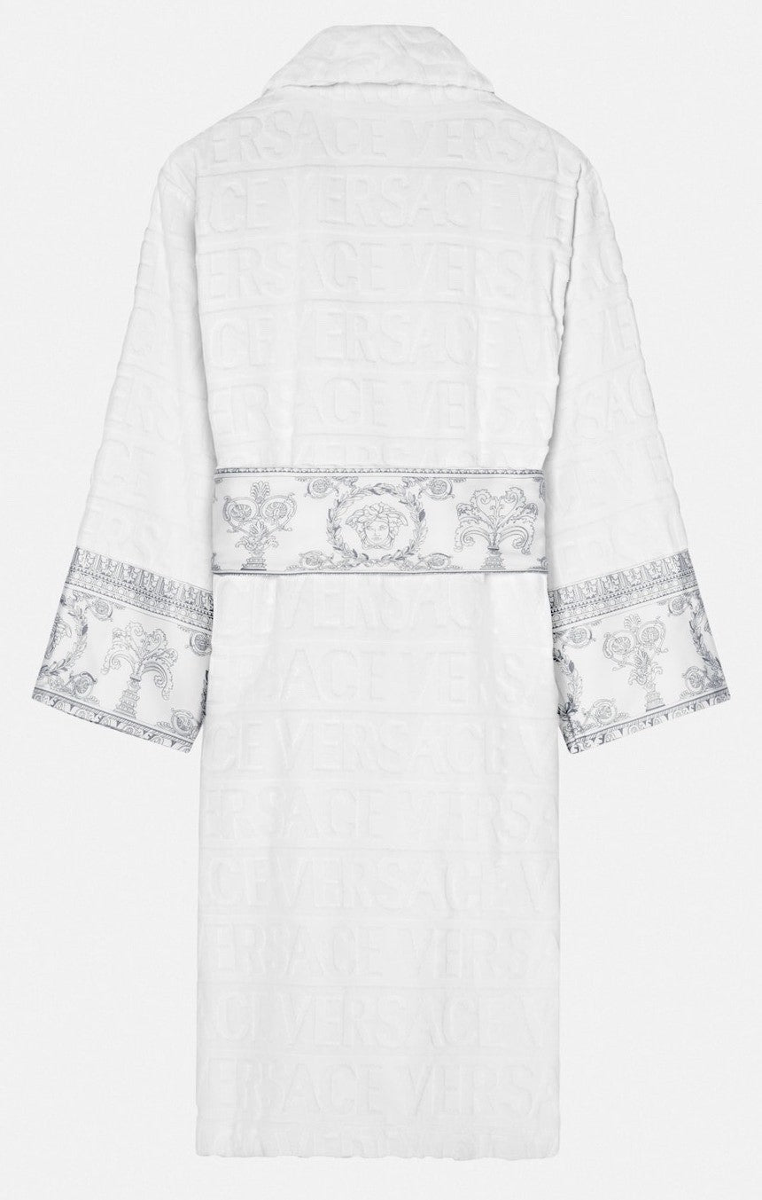 Versace I Heart Baroque Bathrobe White and Silver Unisex Size L