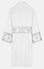 Versace I Heart Baroque Bathrobe White and Silver Unisex Size L