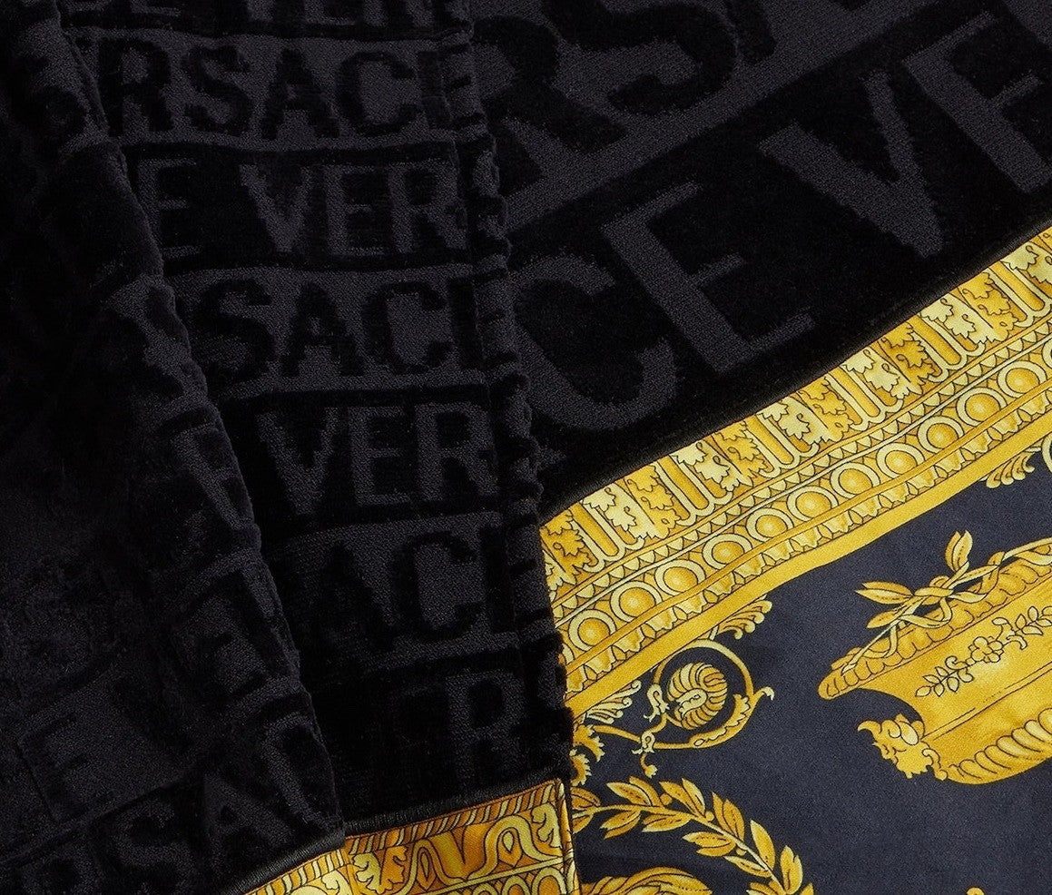 Versace I Heart Baroque Towel Set Black and Gold Medusa 5 Piece Set