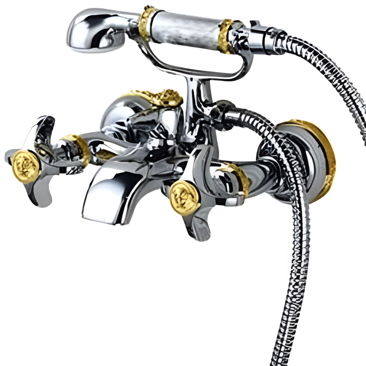 Versace Classic External Bathtub Set Chrome Gold Finish Signature Medusa Details