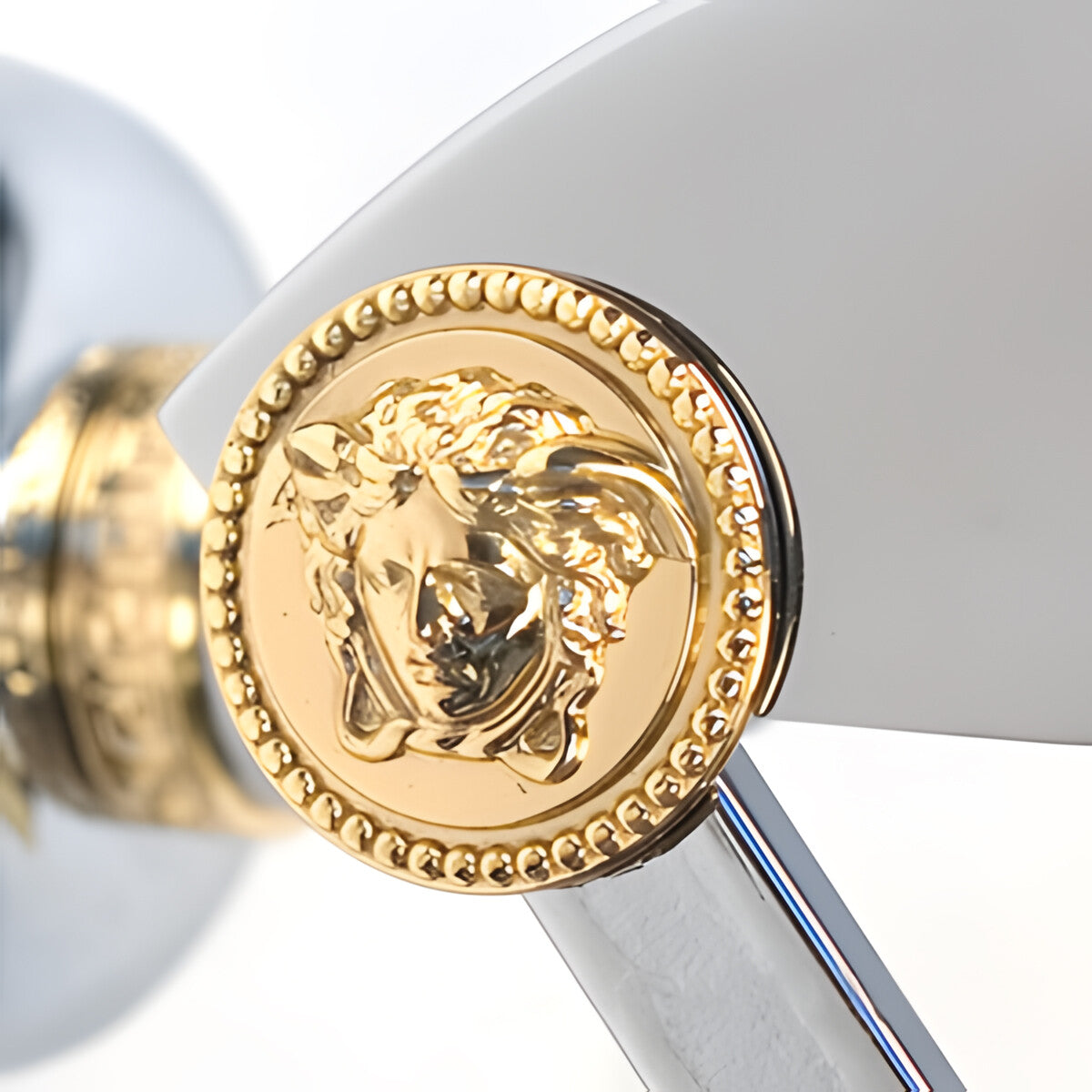 Versace Classic Toilet Paper Roll Holder in Chrome Gold Signature Medusa Detail