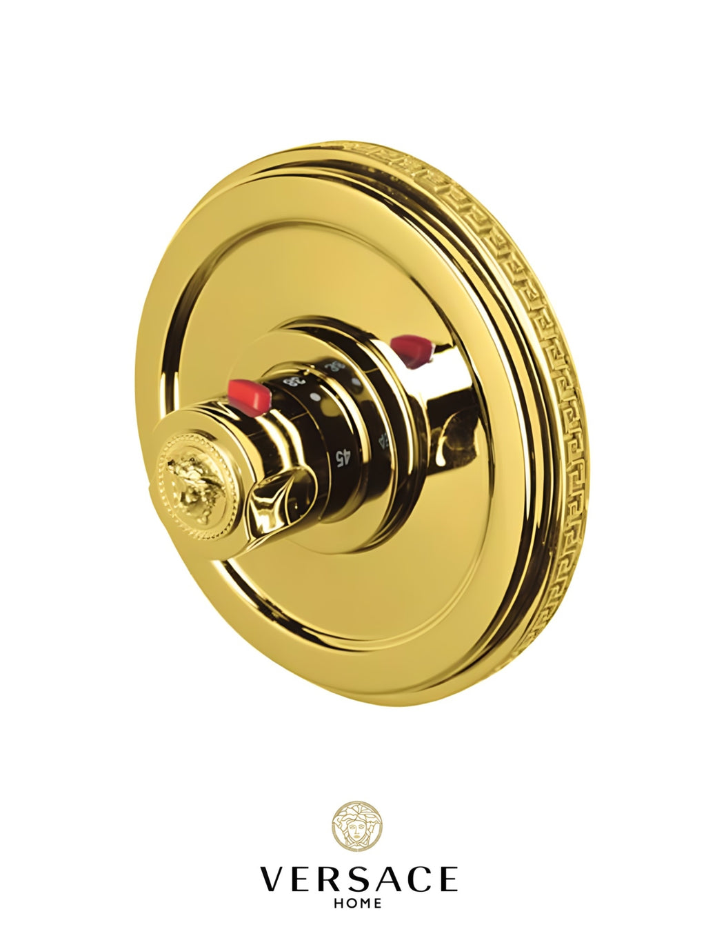 Versace Classic Shower Thermostatic Mixer Gold Finish Signature Medusa Details