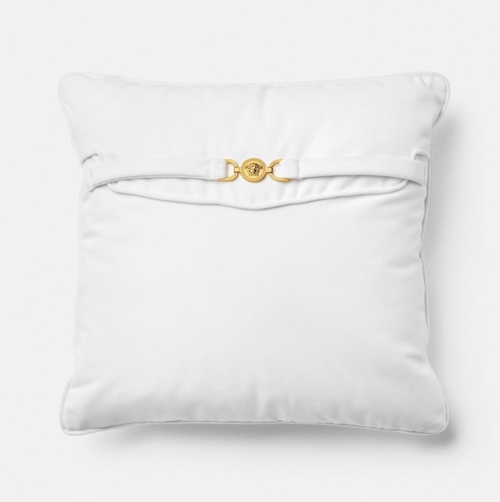 Versace Cushion Pillow Medusa 95 White Cotton Blend 45cm 17.7"