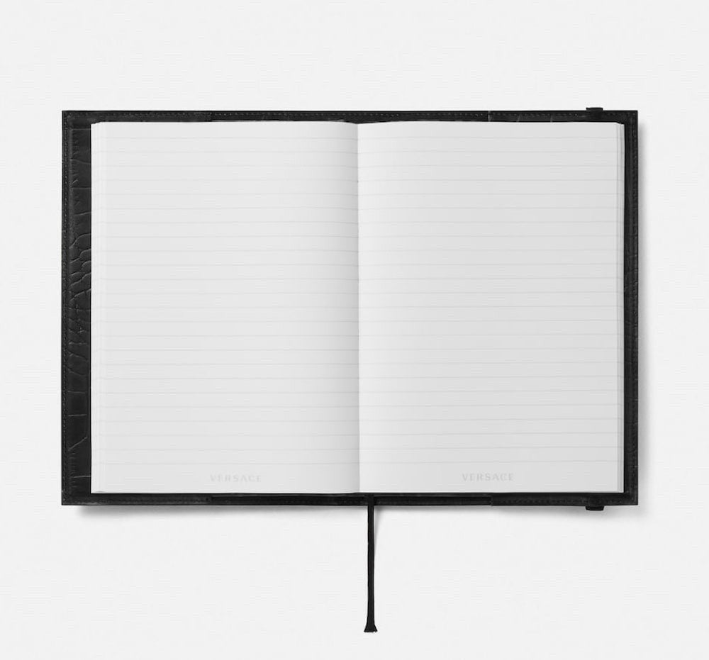 Versace Medusa 95 Notebook in Crocodile Embossed Leather