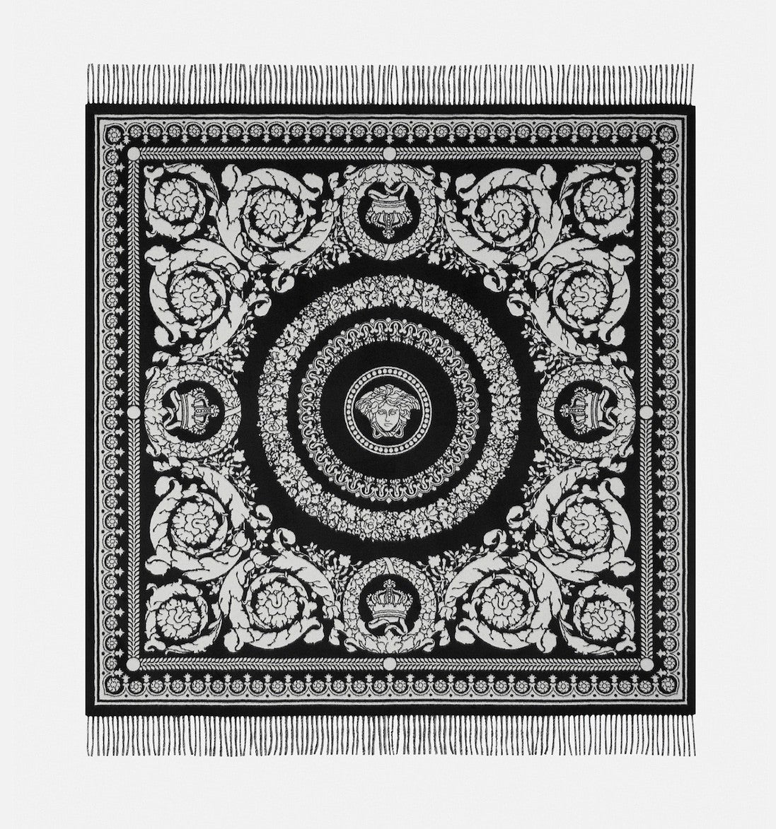 Versace Throw Blanket Plaid Barocco and Medusa in Wool Retail $1350