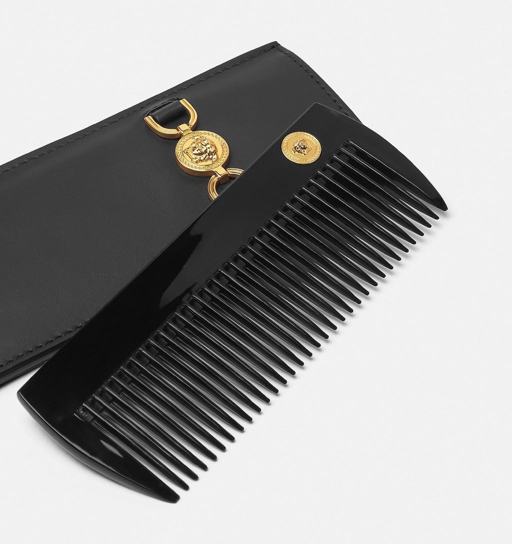 Versace Medusa 95 Hair Comb with Black Leather Case