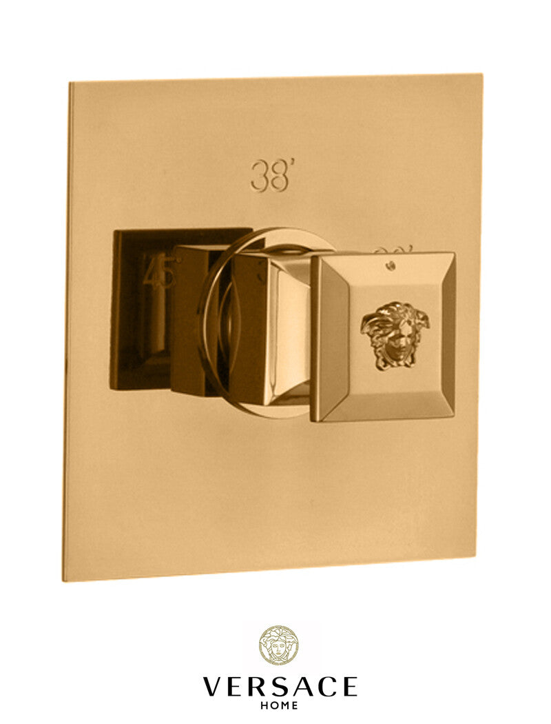 Versace Superbe Shower Thermostatic Mixer Gold Finish Signature Medusa Detail