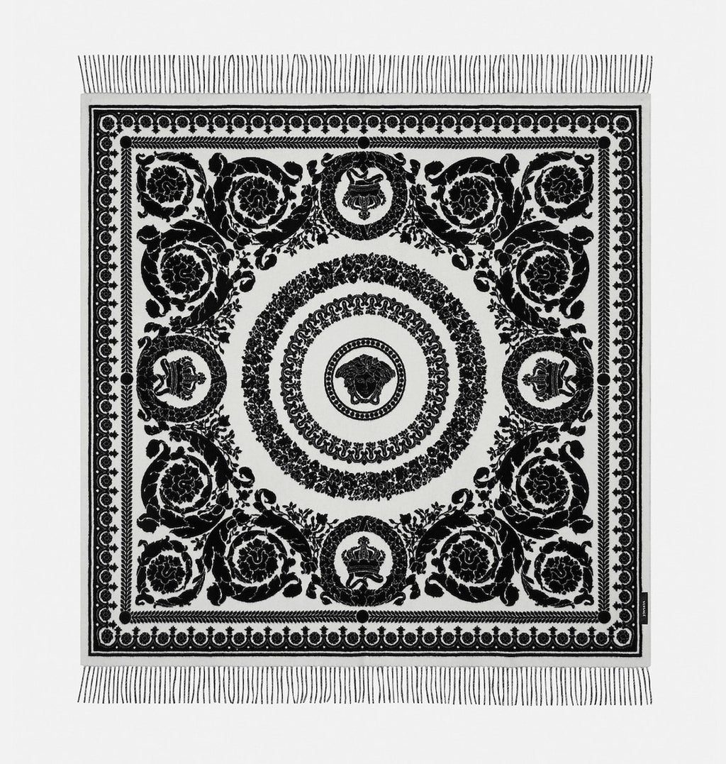 Versace Throw Blanket Plaid Barocco and Medusa in Wool Retail $1350