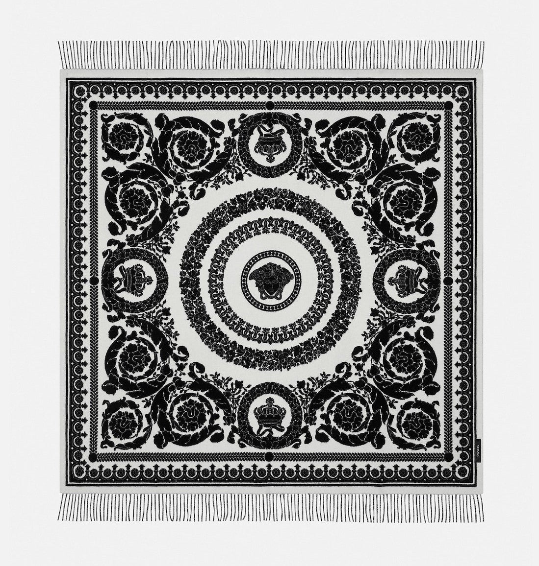 Versace Throw Blanket Plaid Barocco and Medusa in Wool Retail $1350