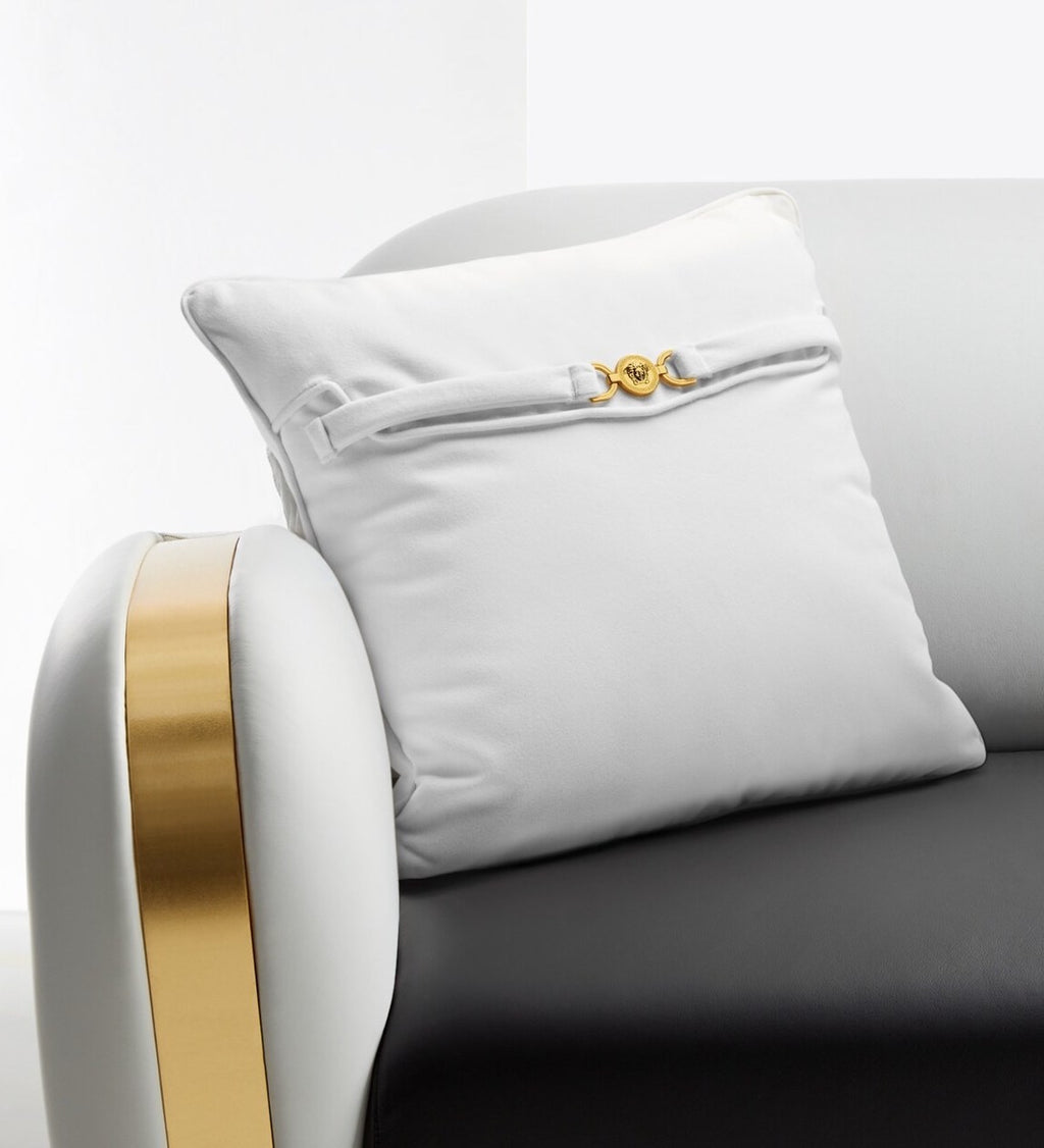 Versace Cushion Pillow Medusa 95 White Cotton Blend 45cm 17.7"