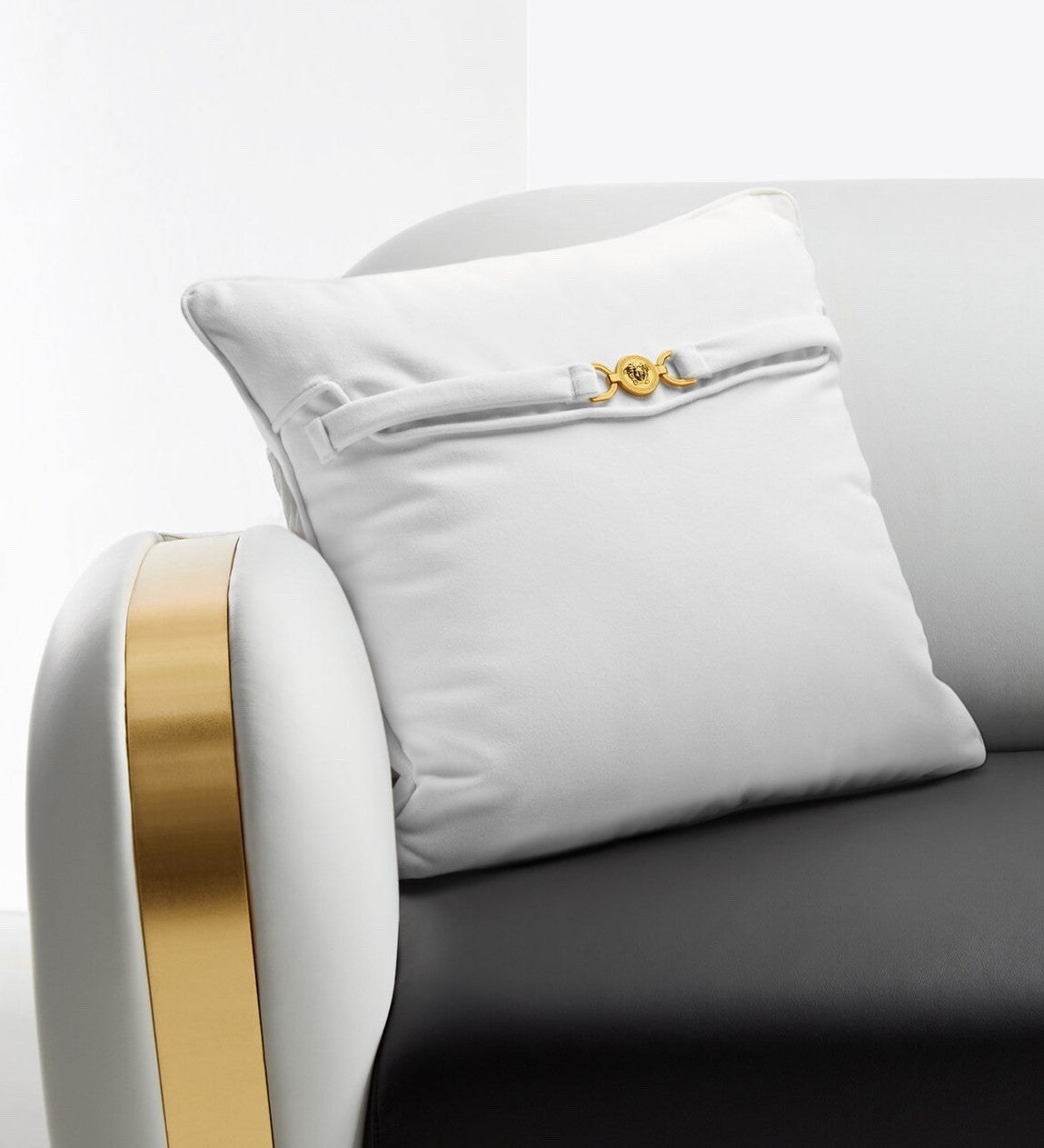 Versace Cushion Pillow Medusa 95 White Cotton Blend 45cm 17.7"