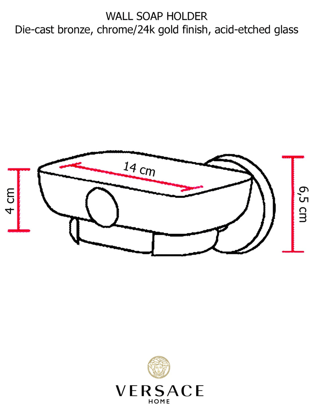 Versace Classic Wall Mounted Soap Dish Chrome Gold Finish Signature Medusa