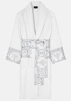 Versace I Heart Baroque Bathrobe White and Silver Unisex Size L