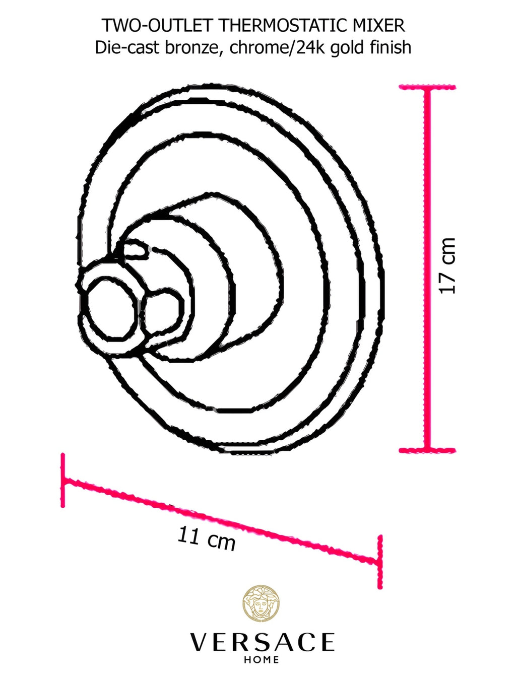 Versace Classic Shower Thermostatic Mixer Chrome Gold Finish Signature Medusa
