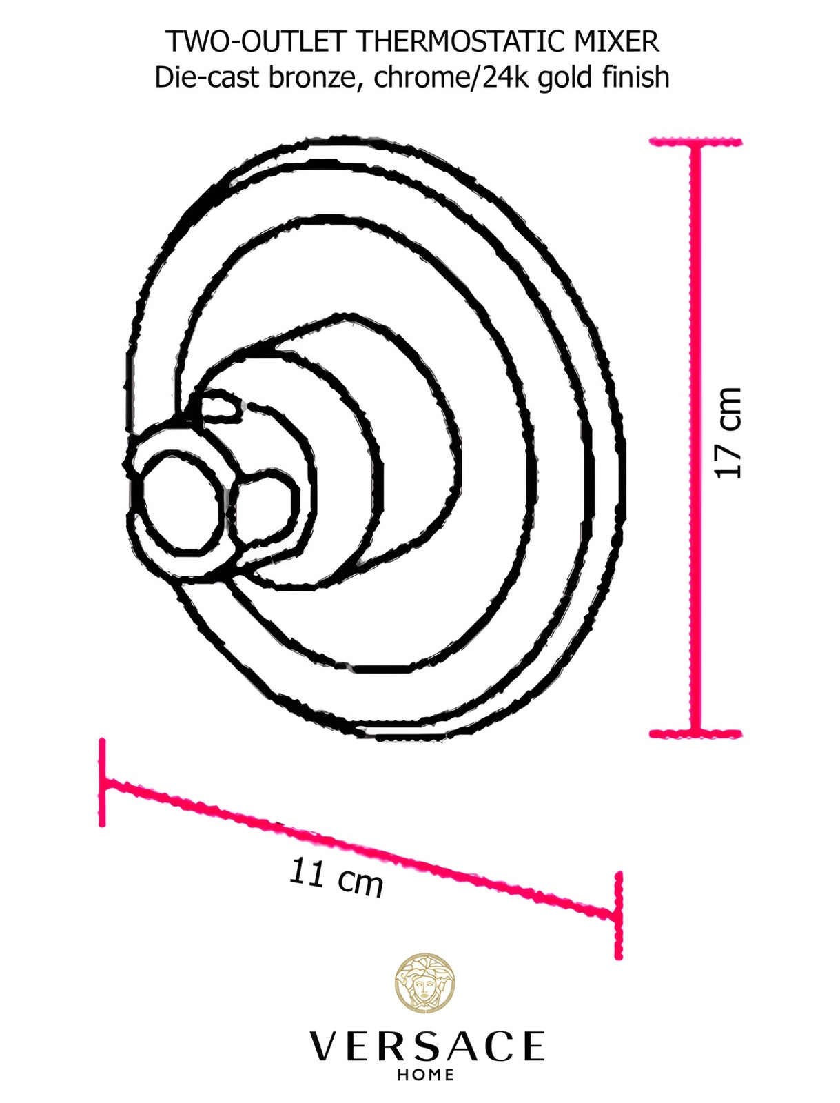 Versace Classic Shower Thermostatic Mixer Chrome Gold Finish Signature Medusa
