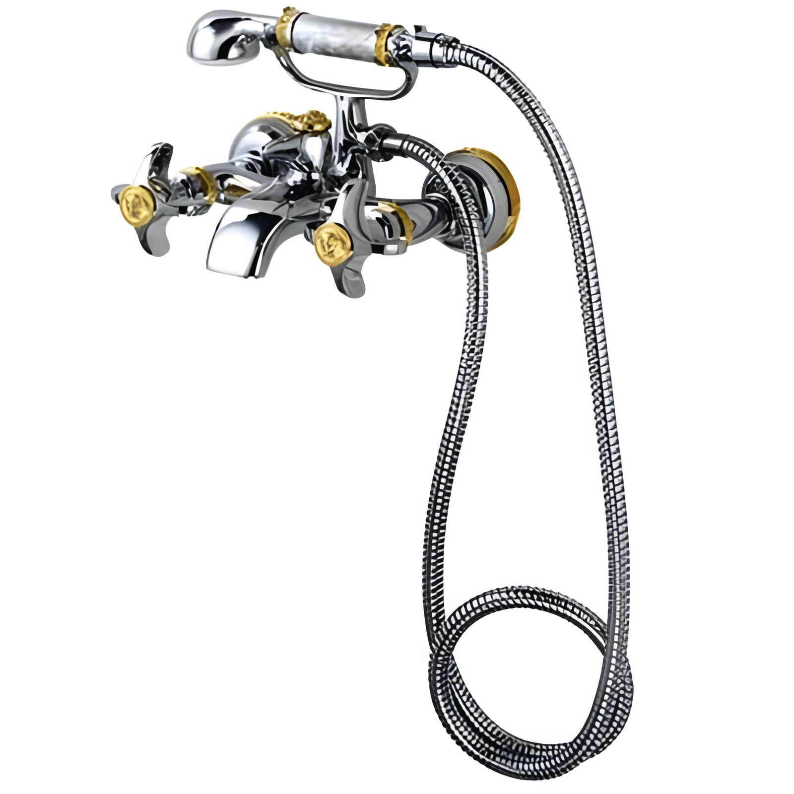 Versace Classic External Bathtub Set Chrome Gold Finish Signature Medusa Details