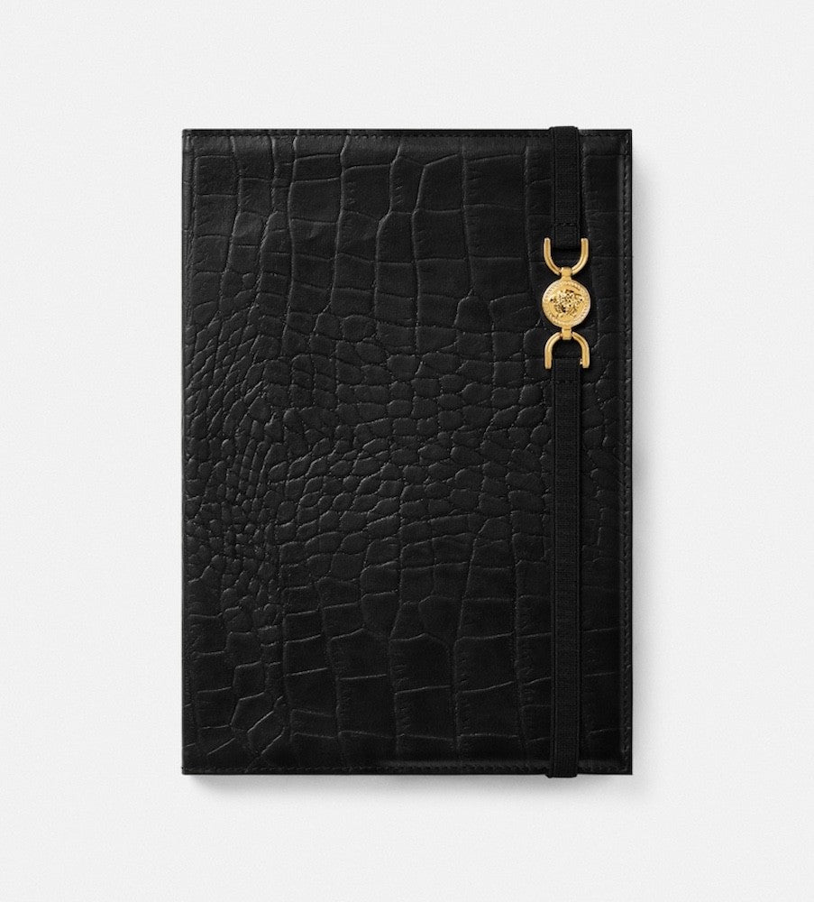 Versace Medusa 95 Notebook in Crocodile Embossed Leather