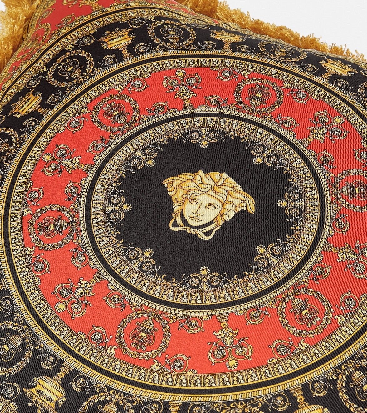 Versace Cushion Pillow I ♡ Baroque Black Red Gold Silk 45cm 17.7"