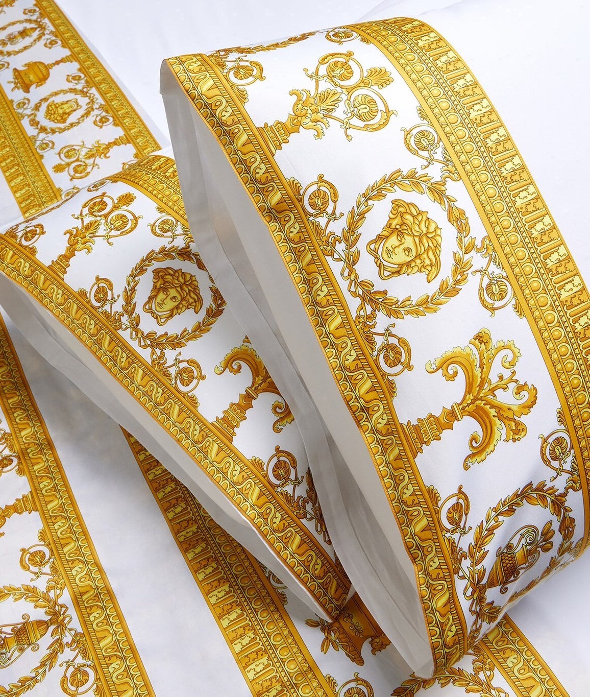 Versace I ♡ Baroque King Size Pillowcase Set White Gold Medusa Retail $250