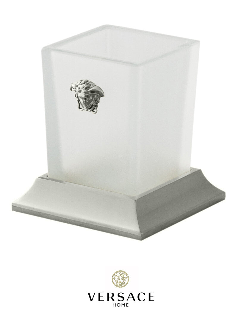 Versace Superbe Tumbler Toothbrush Holder Chrome Finish Signature Medusa Detail