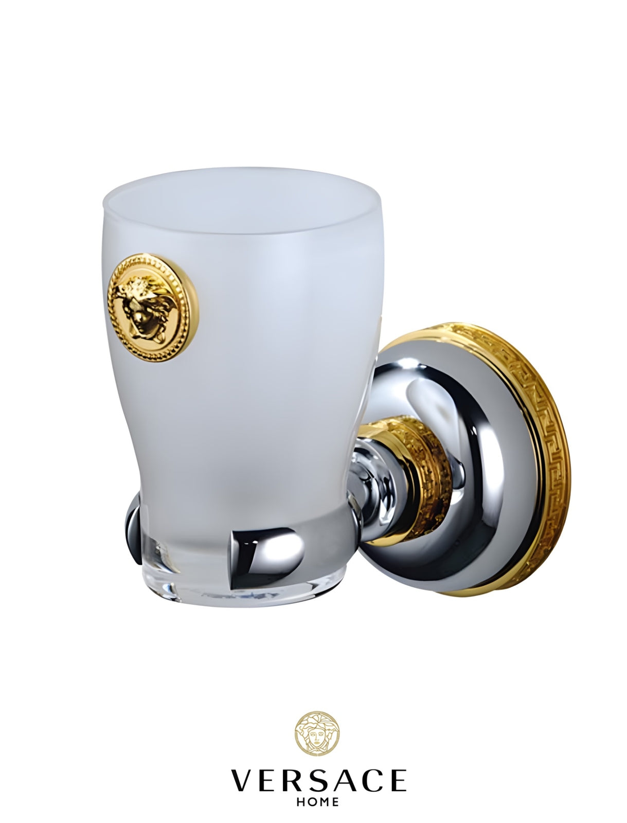 Versace Classic Wall Mounted Cup Holder Chrome Gold Finish Signature Medusa