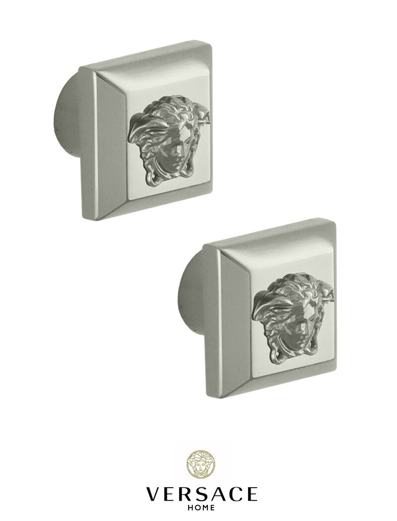 Versace Superbe Cabinet Knobs in Chrome Signature Medusa Details