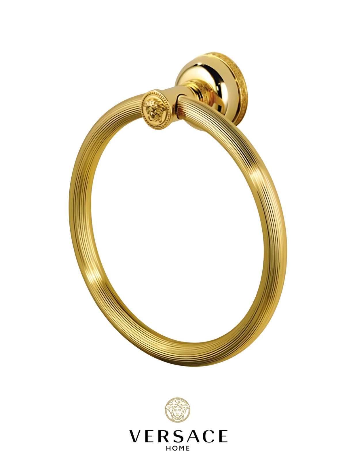 Versace Classic Ring Towel Holder in Gold Finish Signature Medusa Details