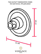 Versace Classic Shower Thermostatic Mixer Gold Finish Signature Medusa Details