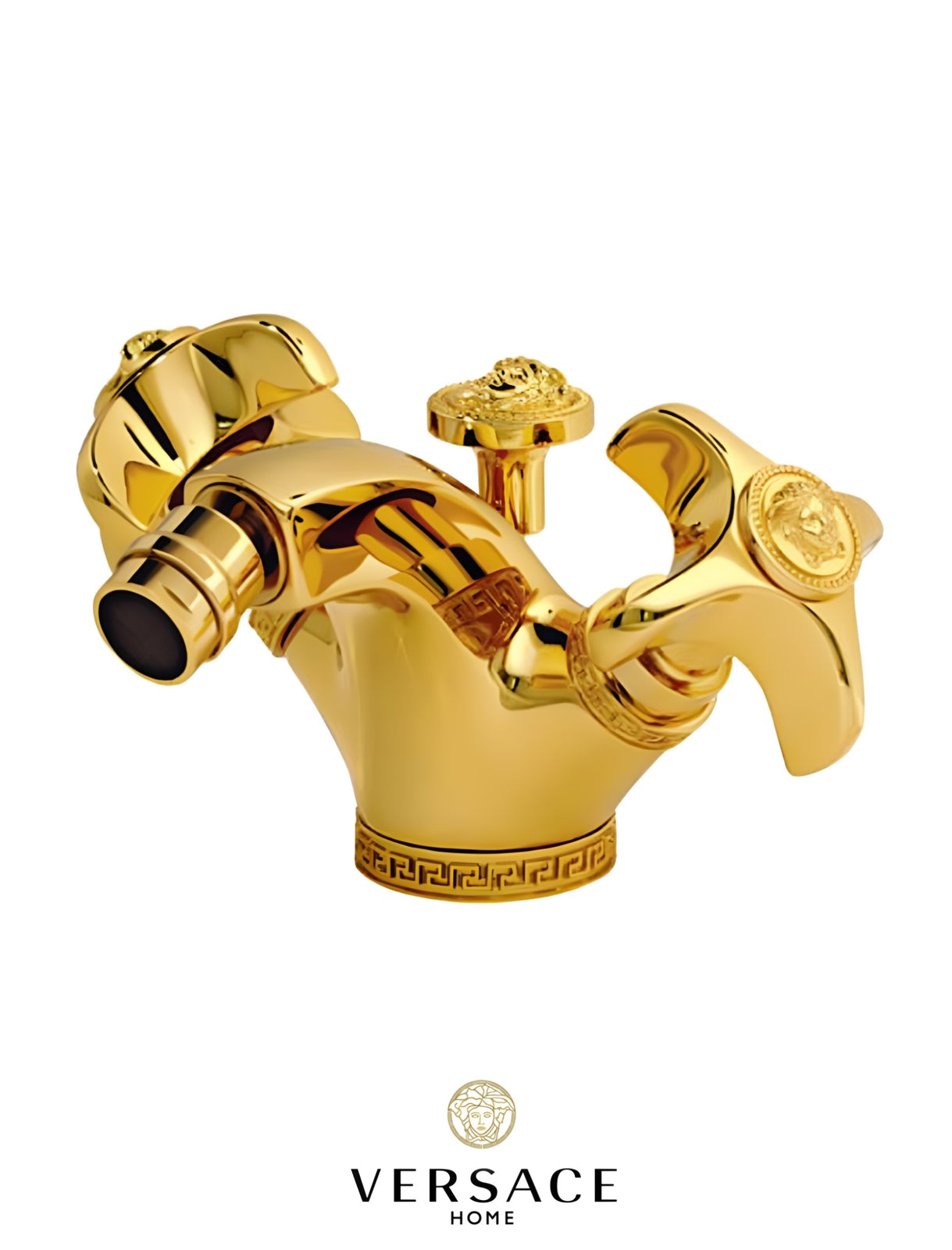 Versace Classic Single Hole Washbasin or Bidet Faucet in Gold Signature Medusa