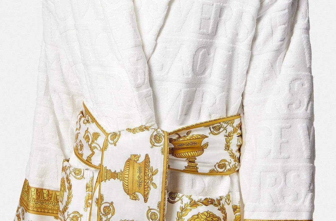 Versace I Heart Baroque Bathrobe White and Gold Unisex Size L