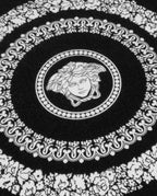 Versace Cushion Pillow Crete de Fleur Medusa in Black Gray Velvet 45cm 17.7"