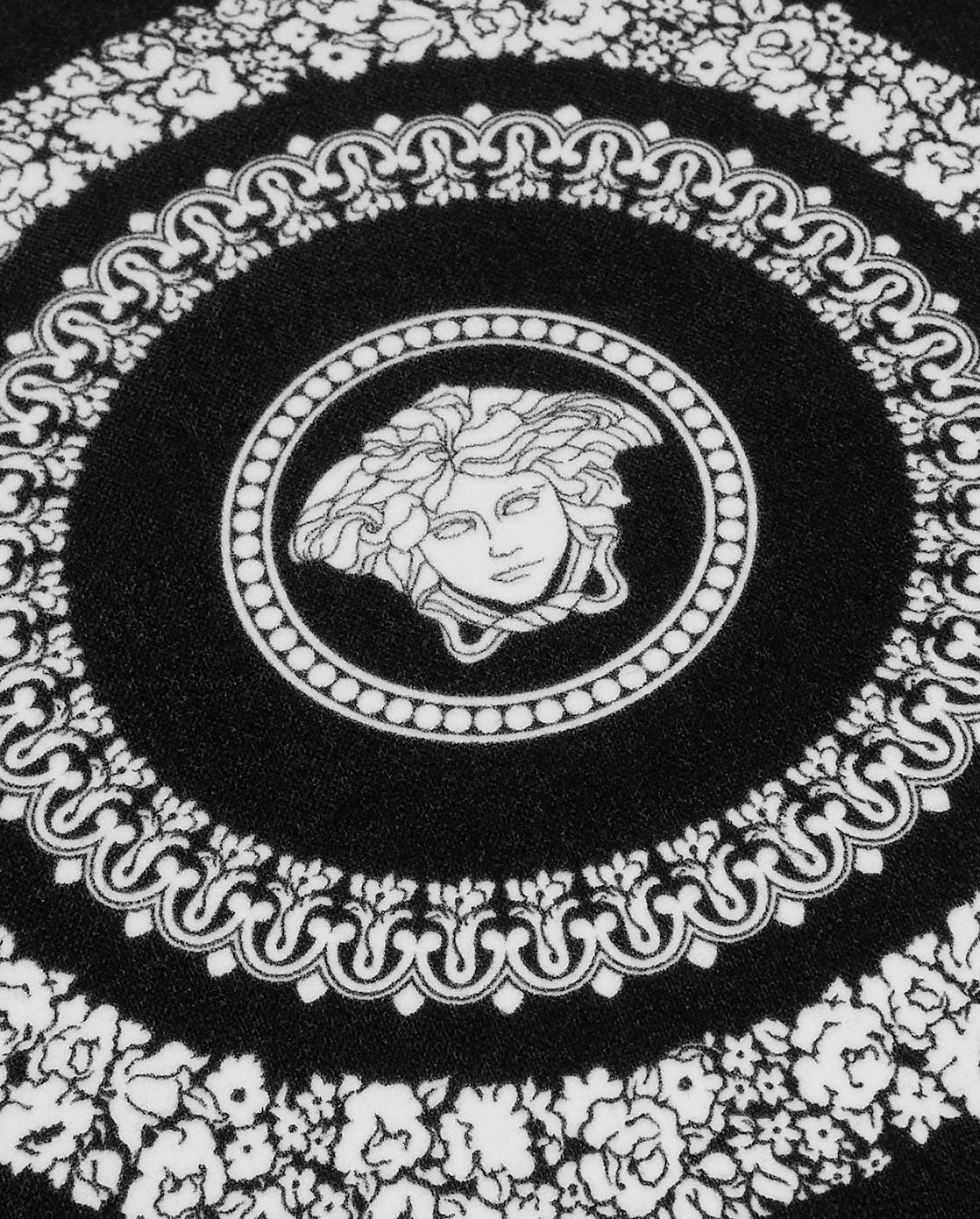 Versace Cushion Pillow Crete de Fleur Medusa in Black Gray Velvet 45cm 17.7"