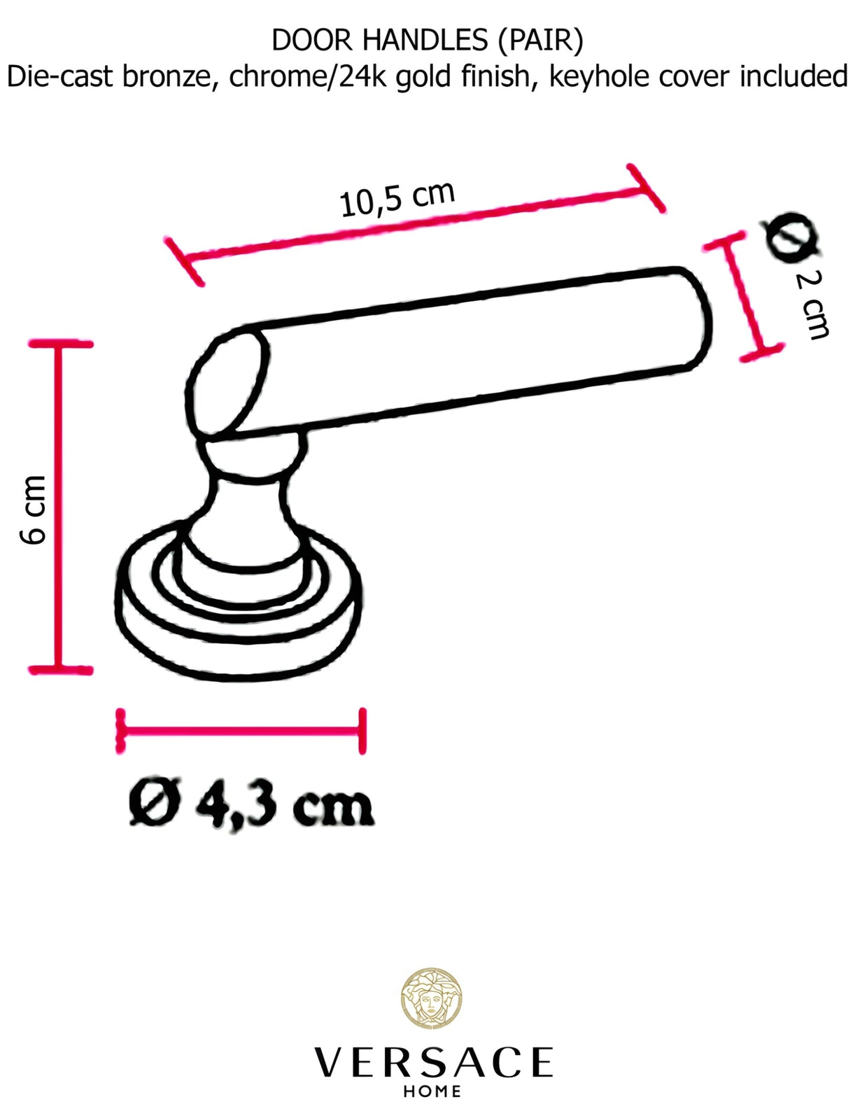 Versace Classic Door Handles in Gold Finish Signature Medusa Details