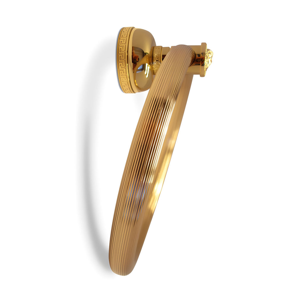Versace Classic Ring Towel Holder in Gold Finish Signature Medusa Details