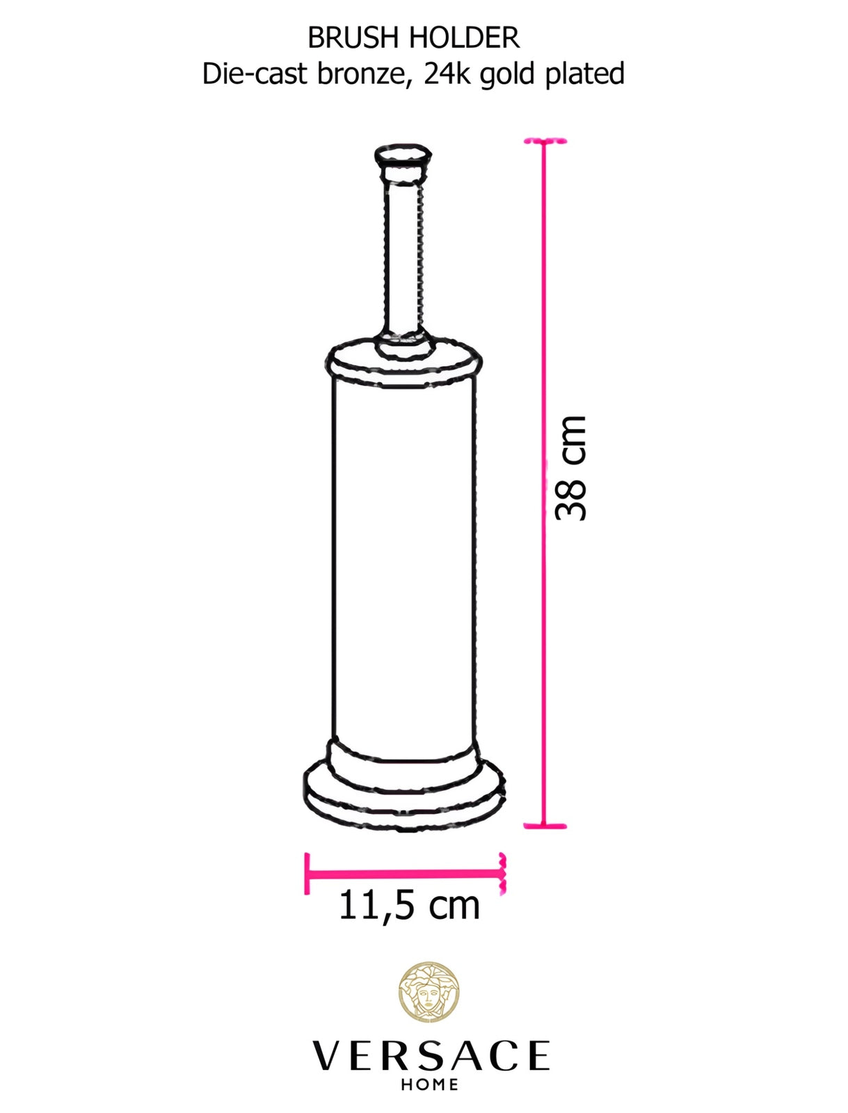 Versace Classic Toilet Brush in Gold Finish Signature Medusa Details
