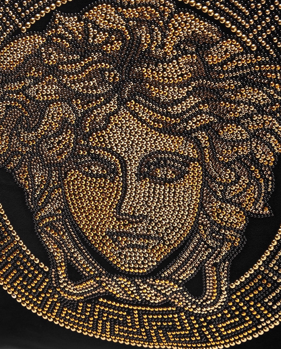 Versace Cushion Pillow in Black Cotton Crystal and Studded Medusa 45cm 17.7"
