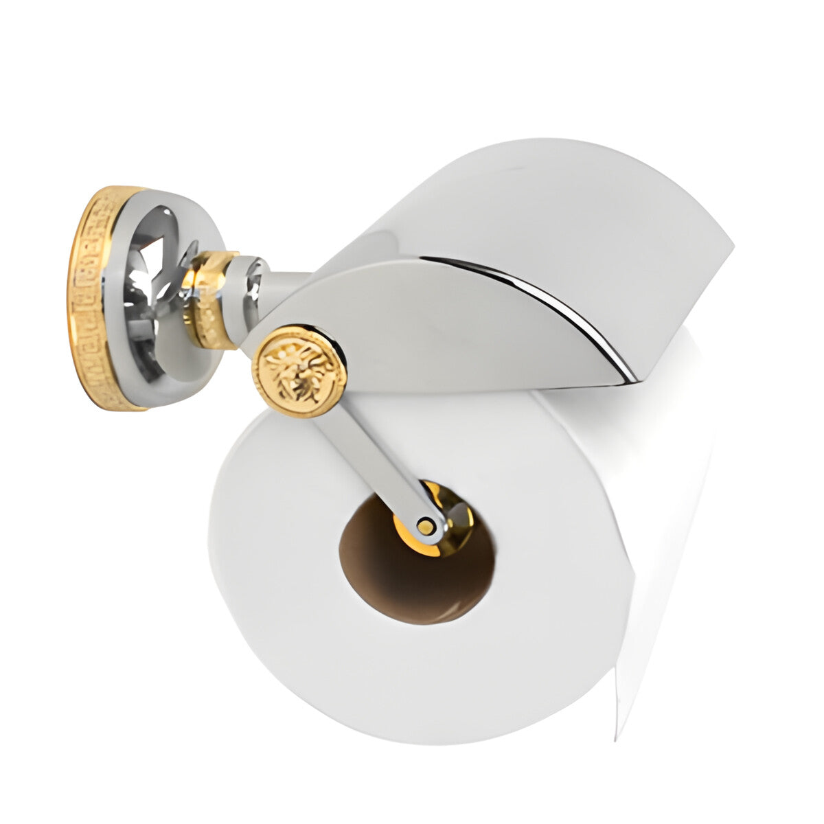 Versace Classic Toilet Paper Roll Holder in Chrome Gold Signature Medusa Detail