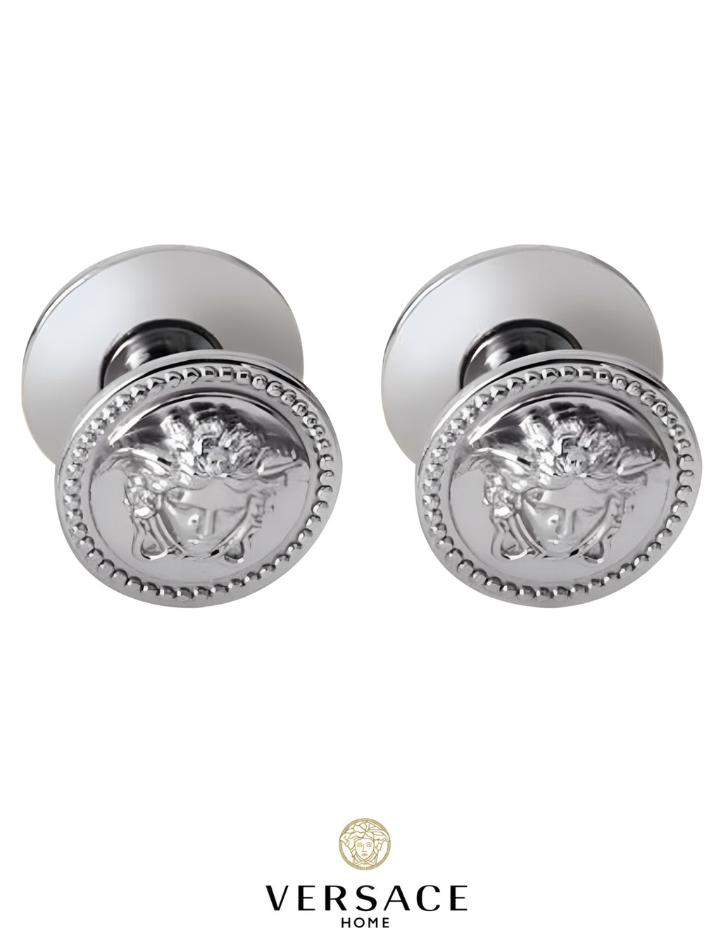 Versace Classic Cabinet Knobs in Chrome Signature Medusa Details