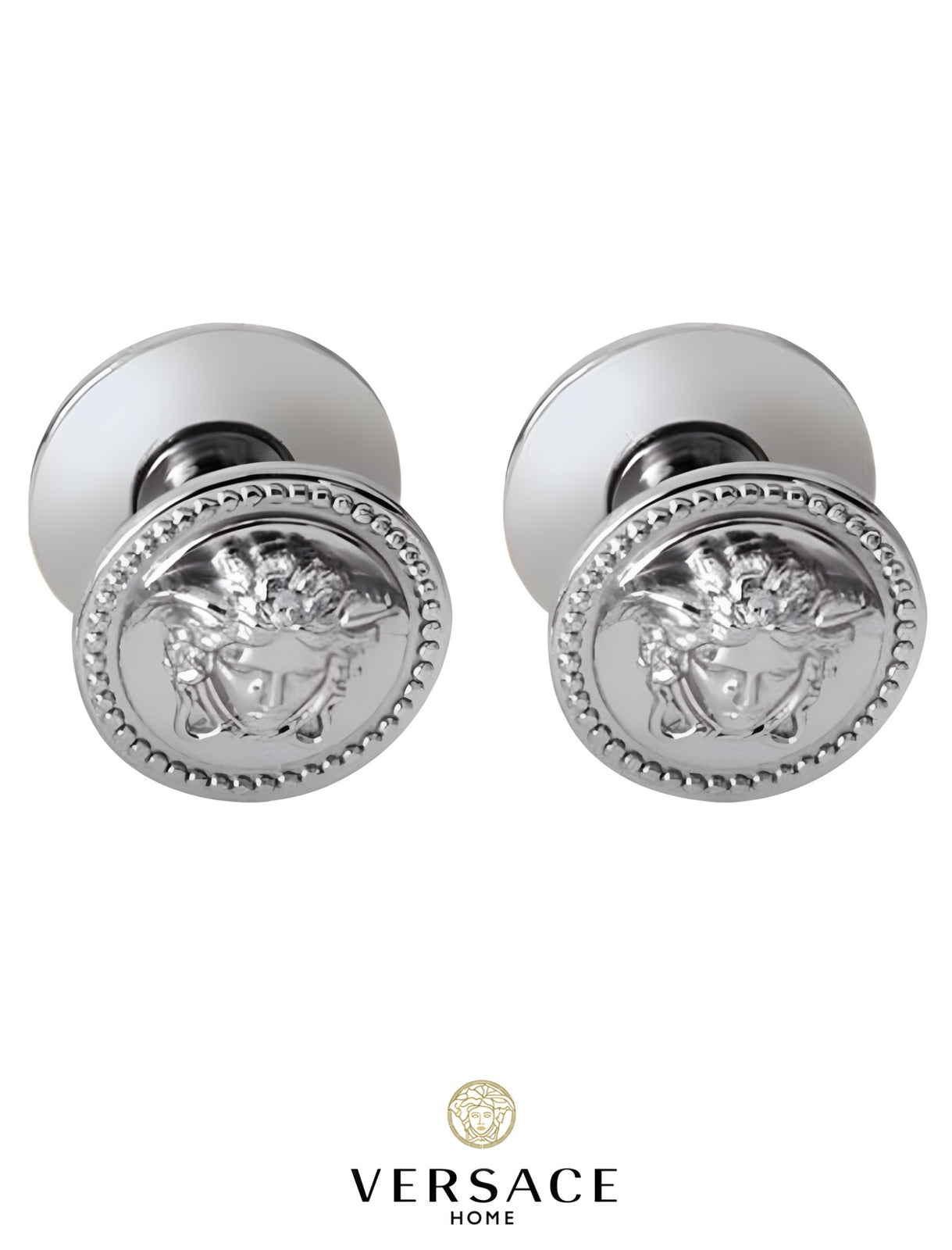 Versace Classic Cabinet Knobs in Chrome Signature Medusa Details
