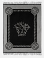 Versace Throw Blanket Plaid Greek Key and Medusa Cashmere and Silk Retail $2375