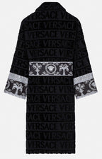 Versace I Heart Baroque Bathrobe Black and Silver Unisex Size L