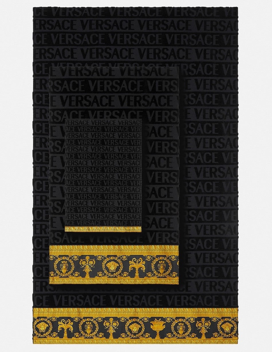 Versace I Heart Baroque Towel Set Black and Gold Medusa 5 Piece Set