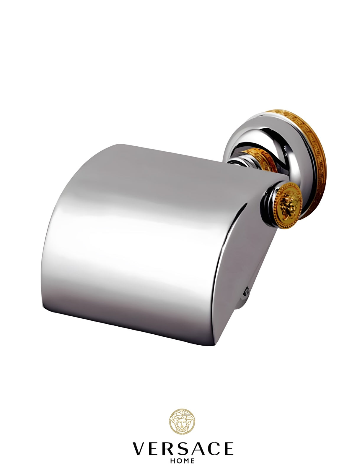 Versace Classic Toilet Paper Roll Holder in Chrome Gold Signature Medusa Detail